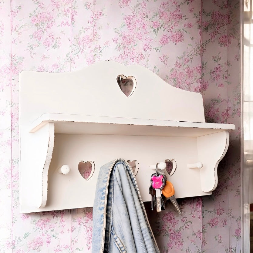 Shabby Chic Heart Cut-Out Wall Shelf