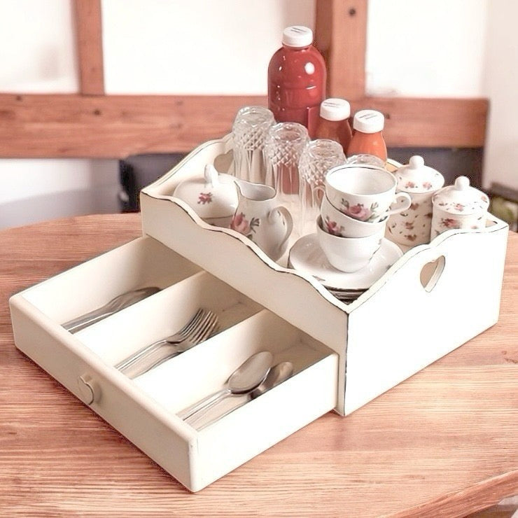 Heart Cut-Out Flatware Tray
