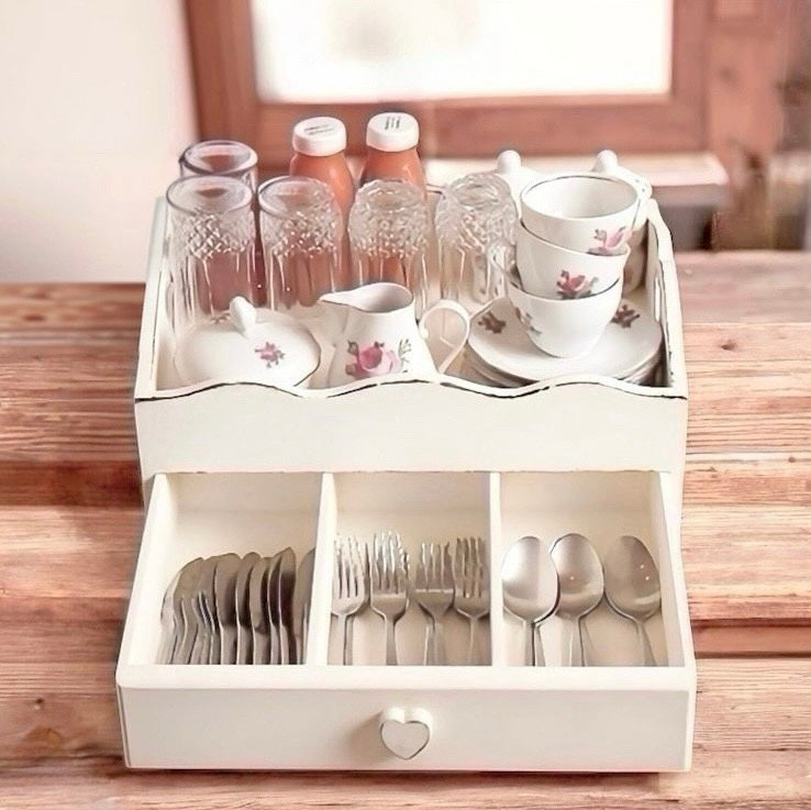Heart Cut-Out Flatware Tray