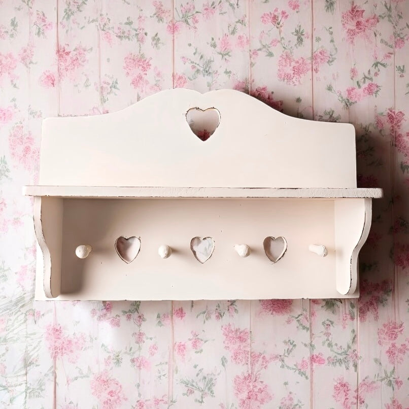 Shabby Chic Heart Cut-Out Wall Shelf