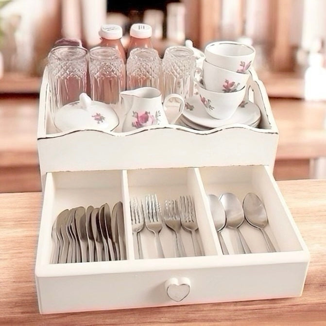 Heart Cut-Out Flatware Tray