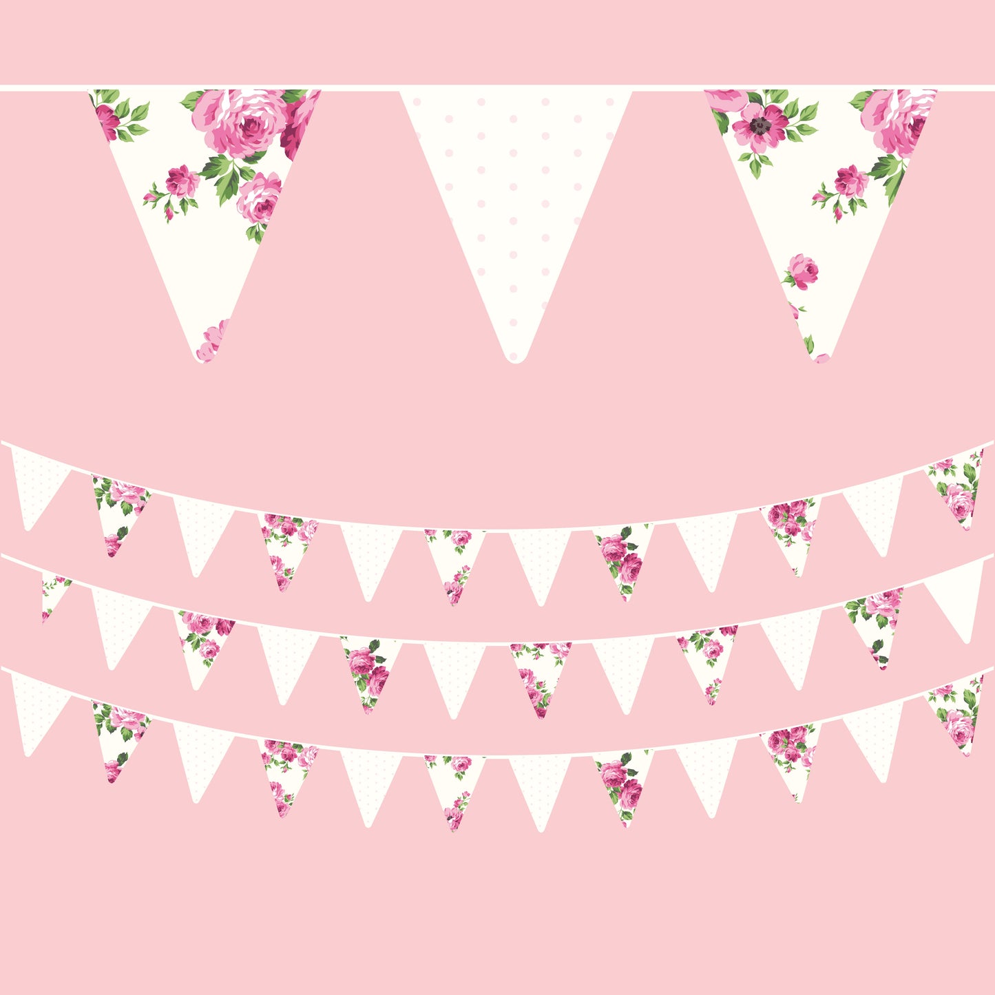 Shabby Chic Fleur & Polka Dot Pennant Banner Flag
