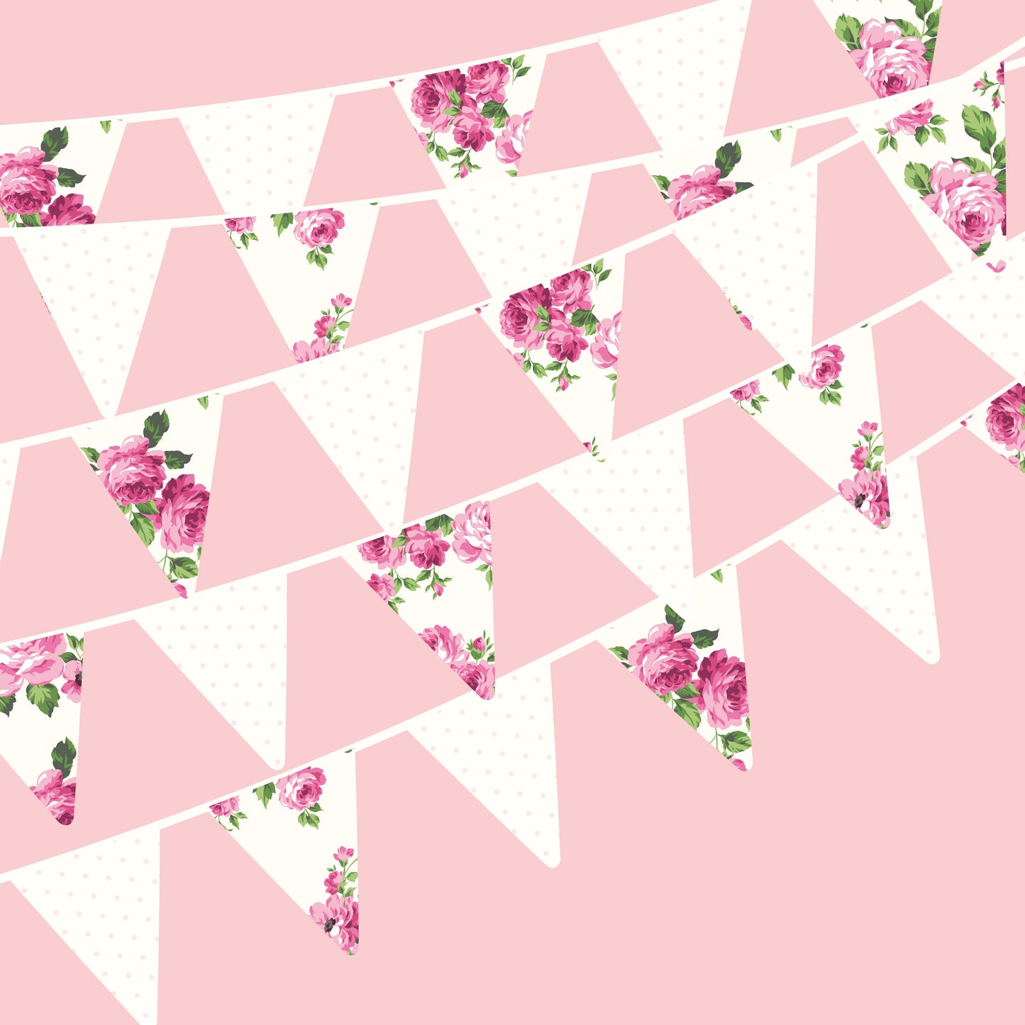 Shabby Chic Fleur & Polka Dot Pennant Banner Flag