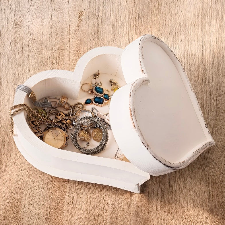Vintage Heart Wooden Keepsake Box