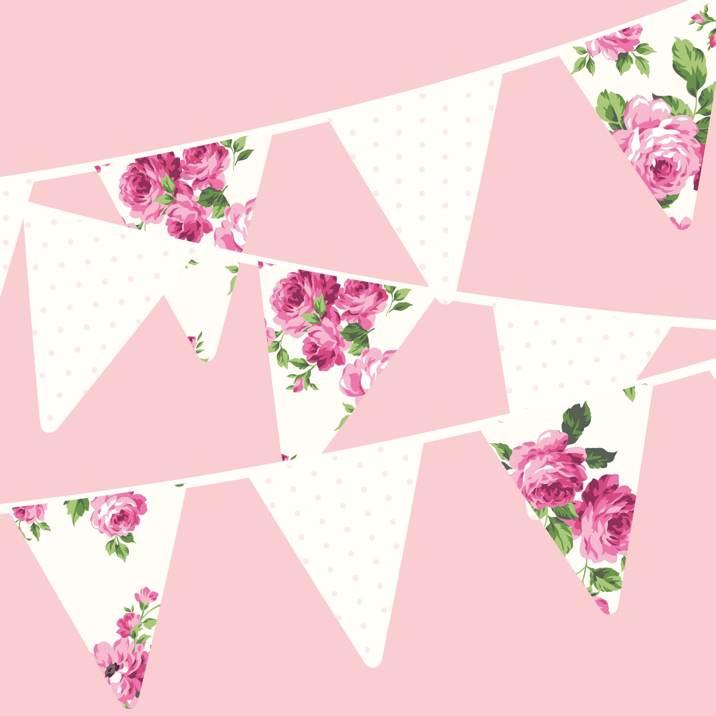 Shabby Chic Fleur & Polka Dot Pennant Banner Flag