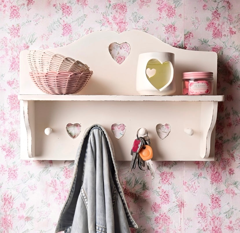 Shabby Chic Heart Cut-Out Wall Shelf