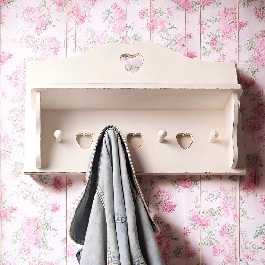Shabby Chic Heart Cut-Out Wall Shelf