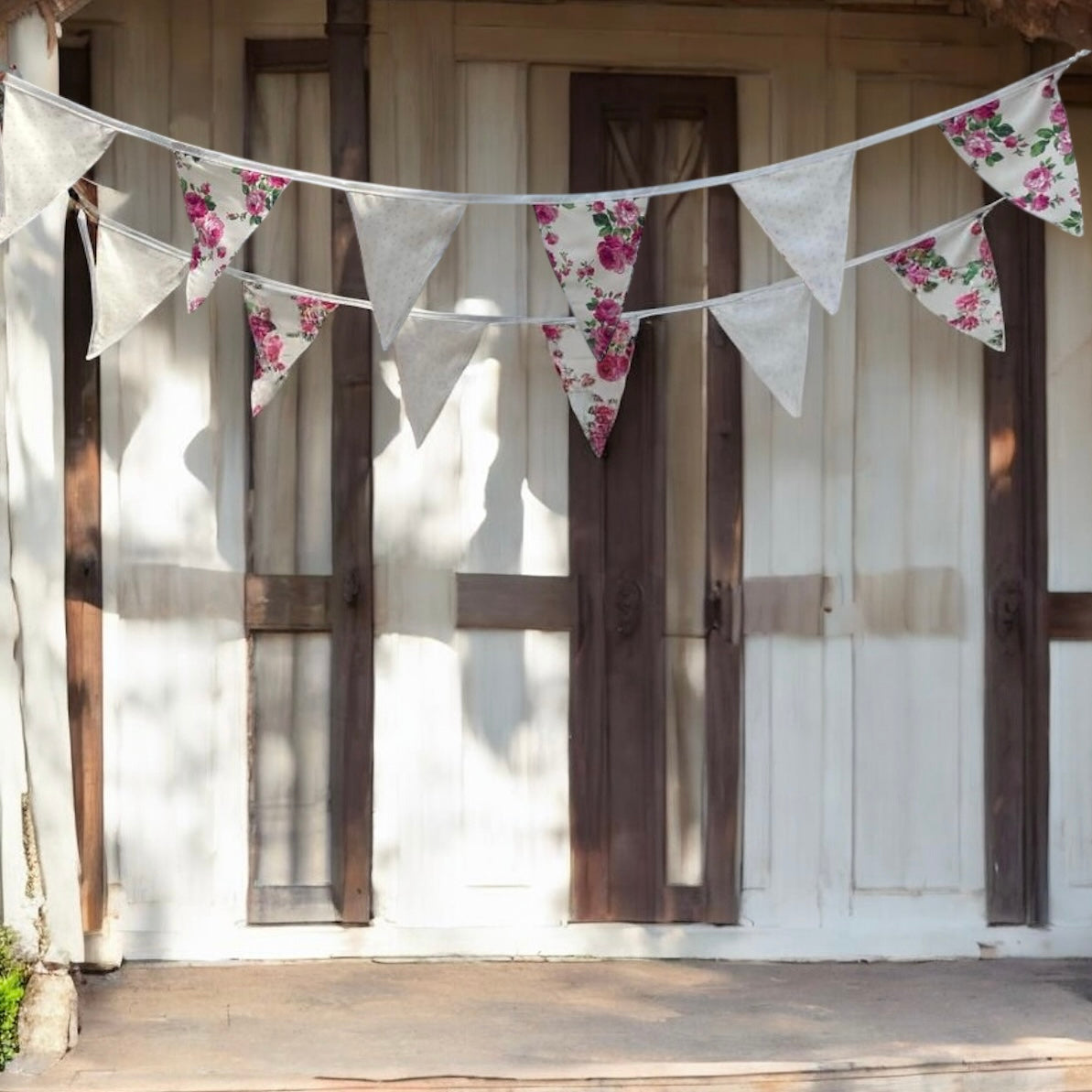 Shabby Chic Fleur & Polka Dot Pennant Banner Flag