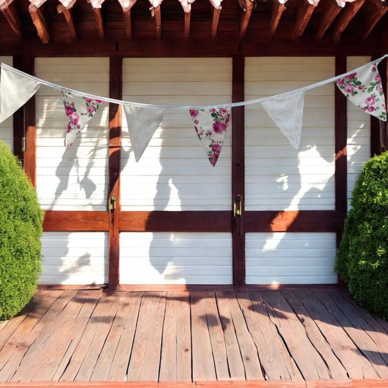 Shabby Chic Fleur & Polka Dot Pennant Banner Flag