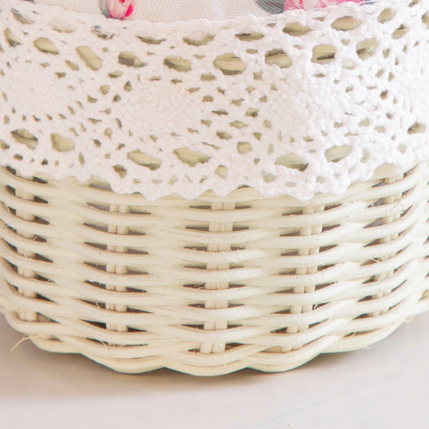 Mini bamboo wicker basket with pastel Rosie lining