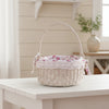 Farmhouse Wicker Basket – Round with Handles – Rustic Storage Décor - antique white