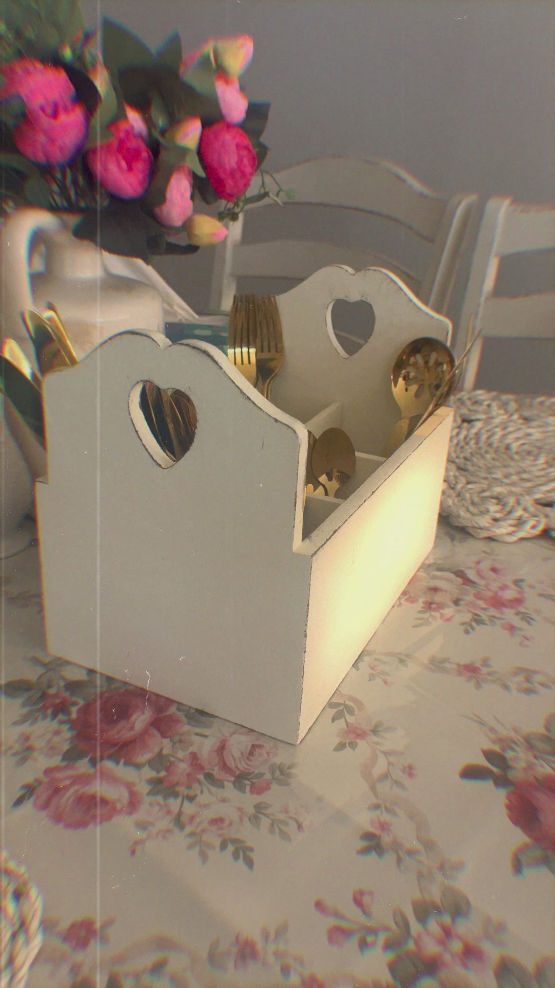 Load and play video in Gallery viewer, Heart Cut-Out Flatware Holder