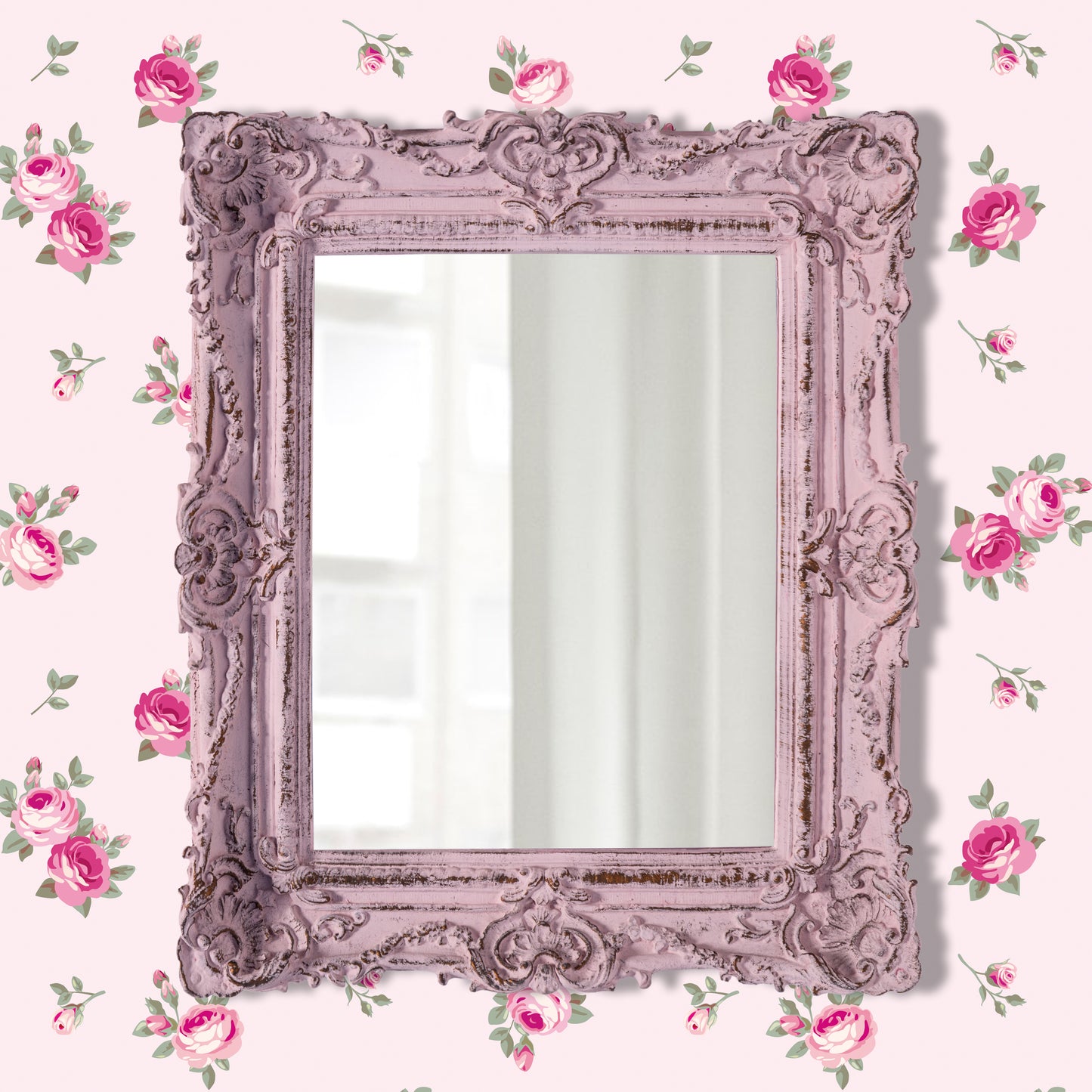 Rectangular vintage shabby chic wall mirror
