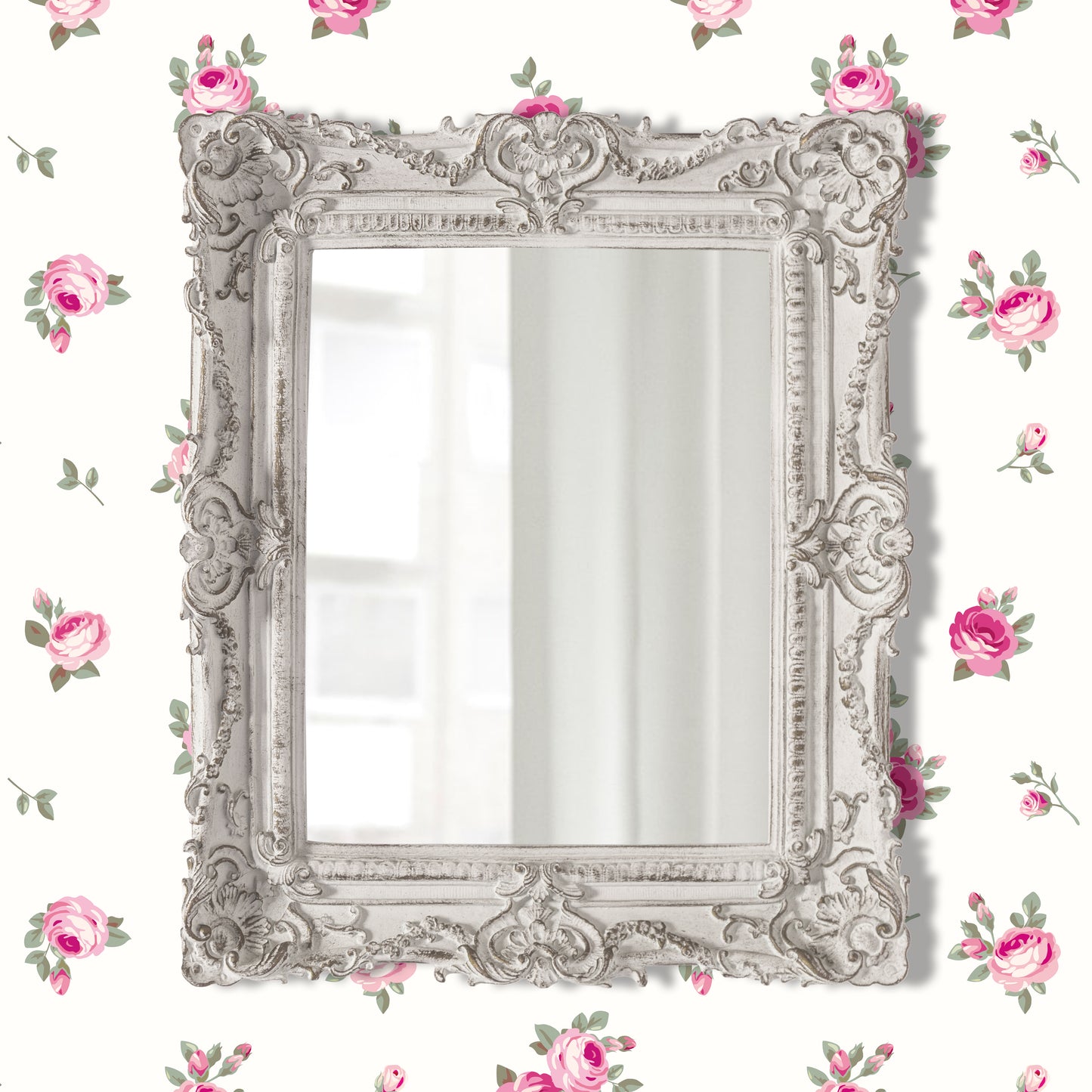 Pretty Shabby Wall Mirror – Rectangular Vintage
