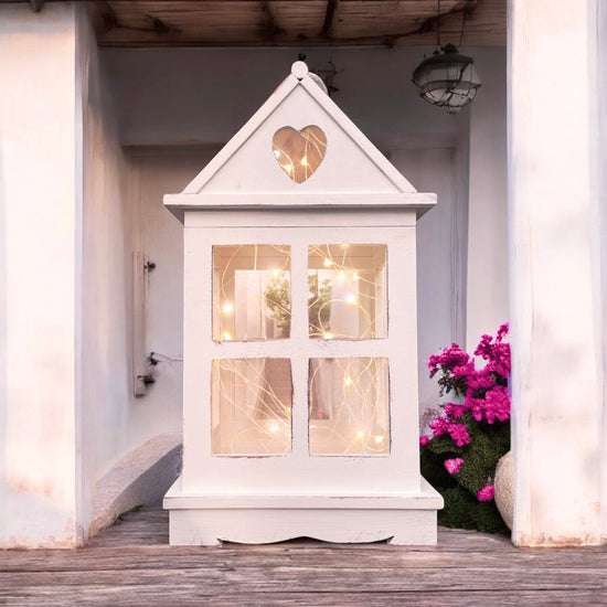 Rustic Wooden Heart Cut-Out Lantern