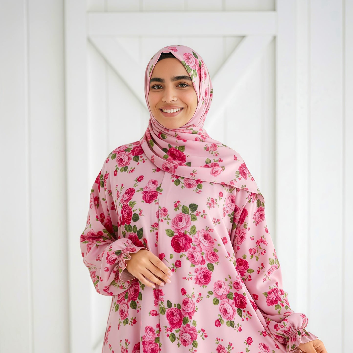 اسدال ساتان أرمني مع طرحة ملتصقة