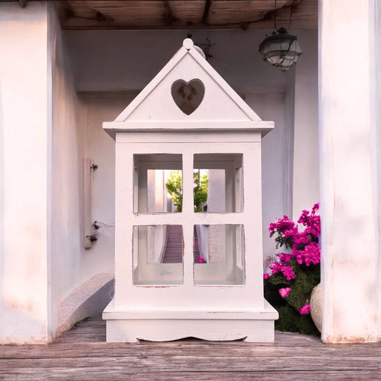 Rustic Wooden Heart Cut-Out Lantern