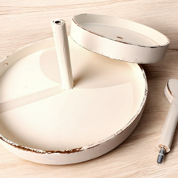 Heart-Topped Two-Tier Wooden Display Tray