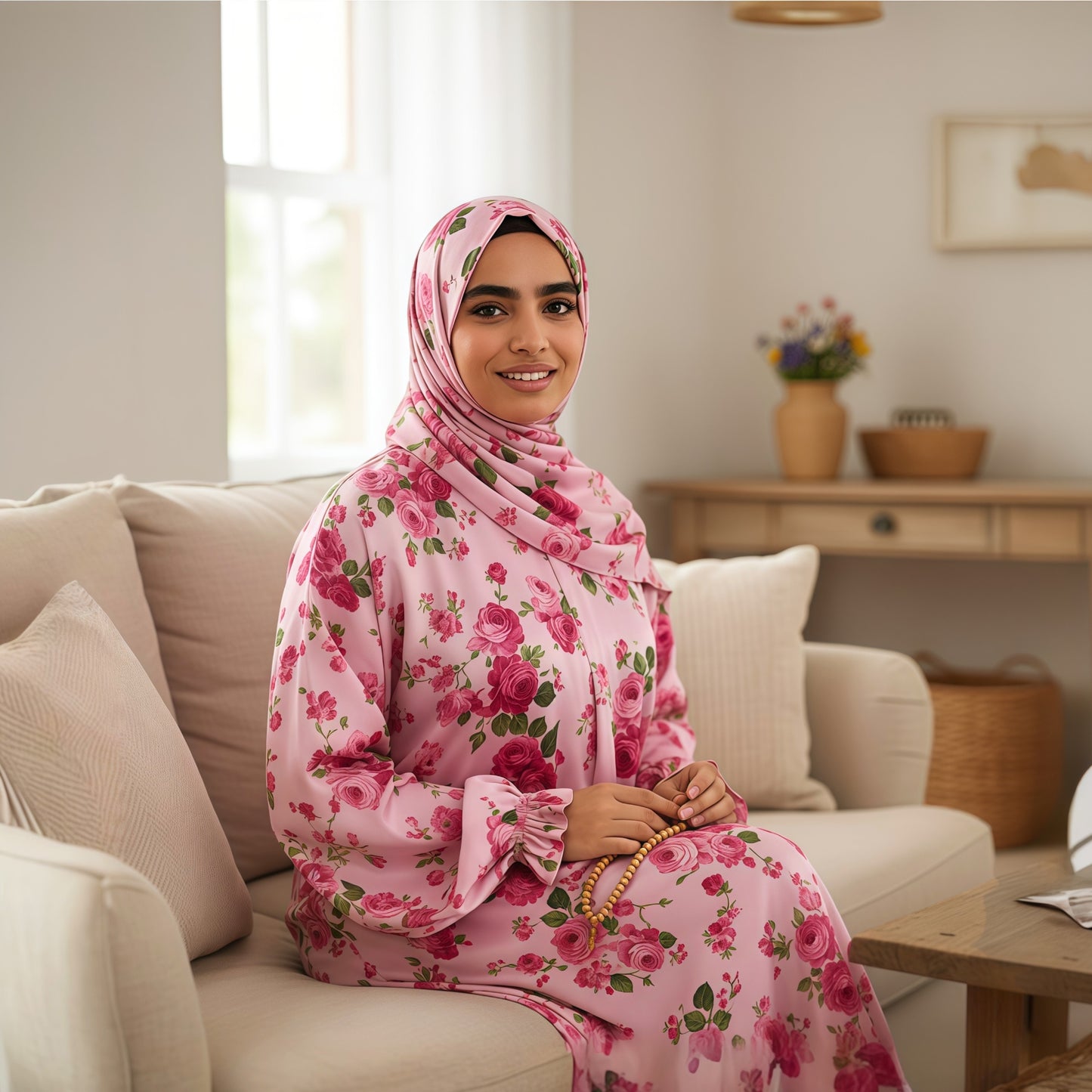 اسدال ساتان أرمني مع طرحة ملتصقة