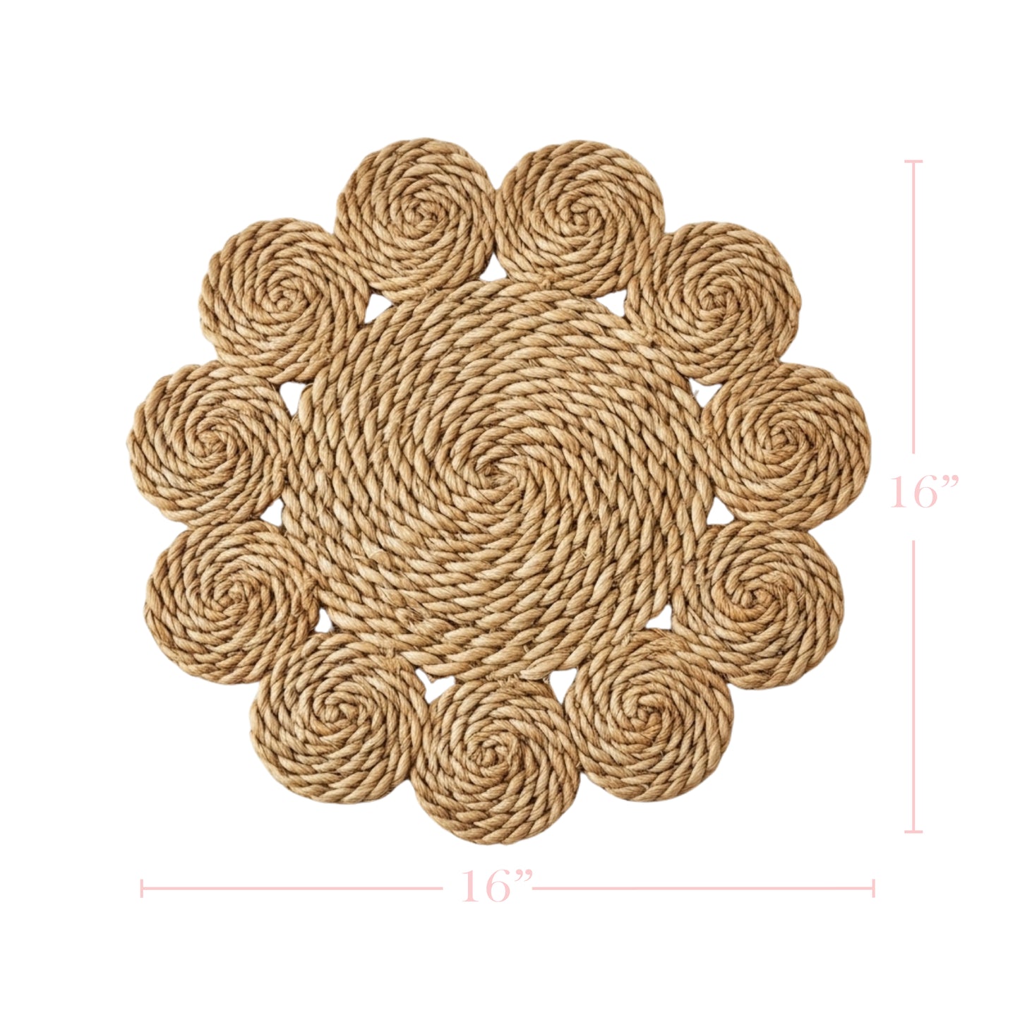 مفرش طاولة على شكل زهرة من الحلفا