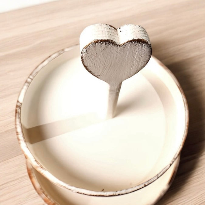 Heart-Topped Two-Tier Wooden Display Tray