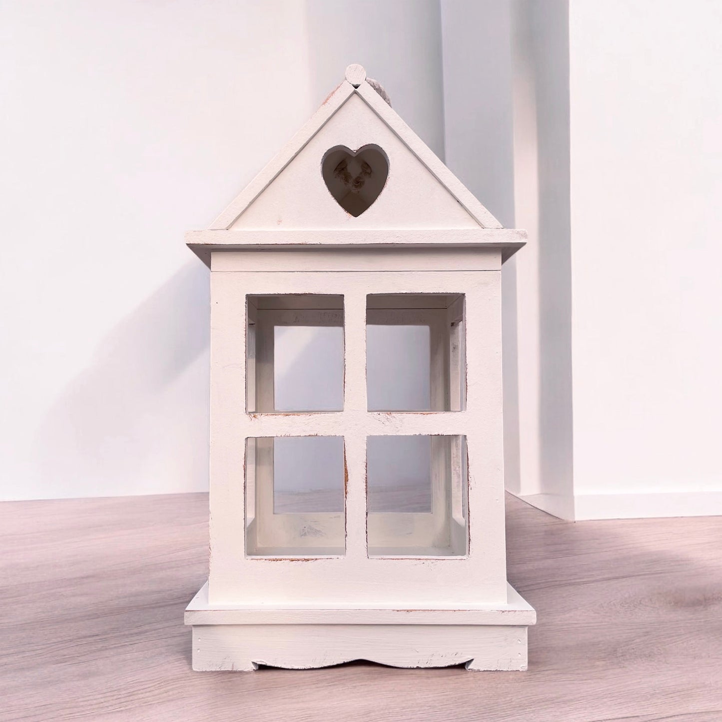 Rustic Wooden Heart Cut-Out Lantern