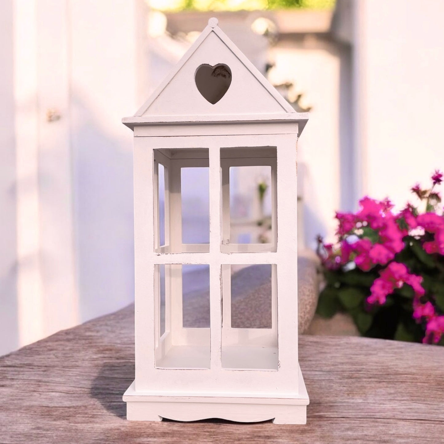 Rustic Wooden Heart Cut-Out Lantern