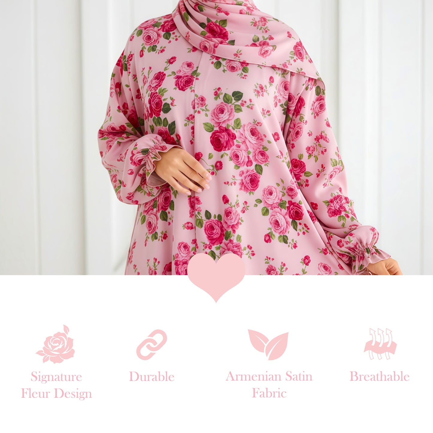 اسدال ساتان أرمني مع طرحة ملتصقة