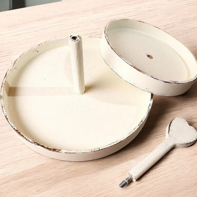 Heart-Topped Two-Tier Wooden Display Tray