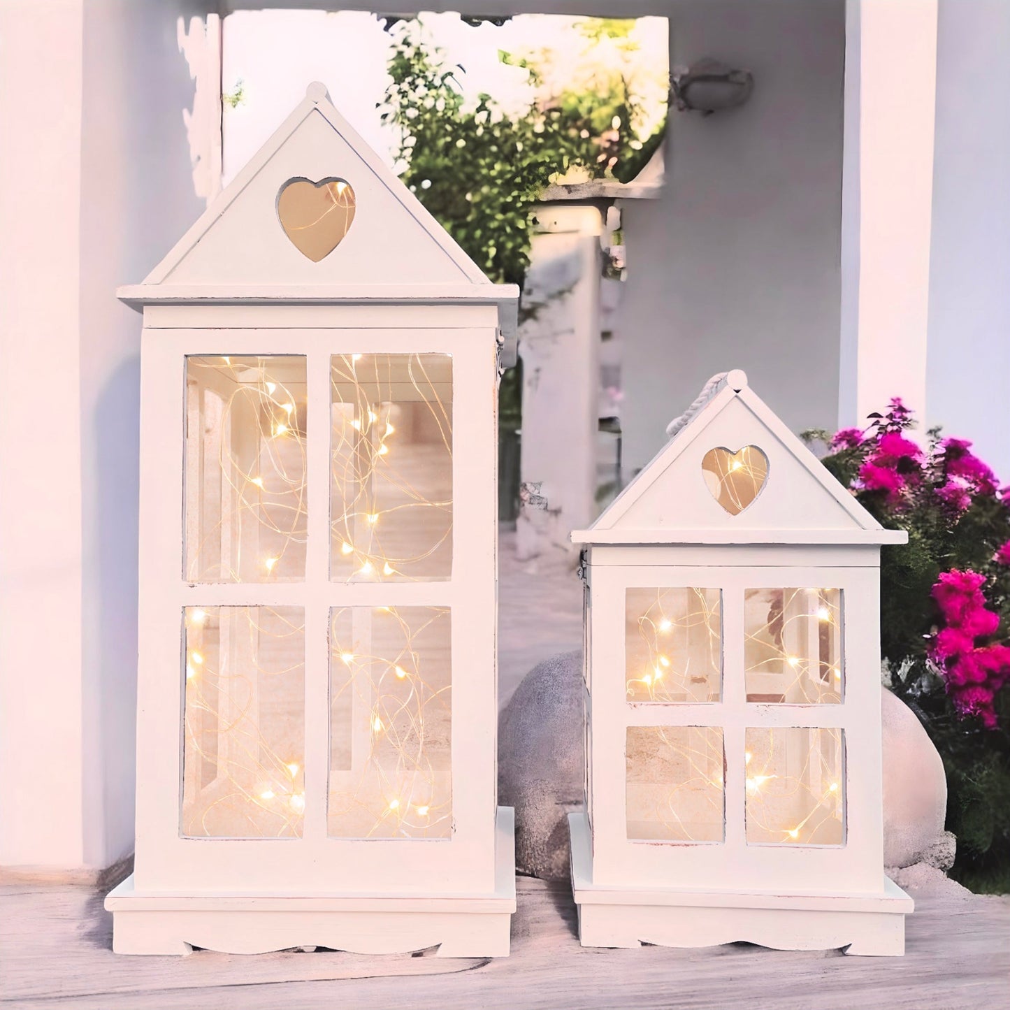 Rustic Wooden Heart Cut-Out Lantern
