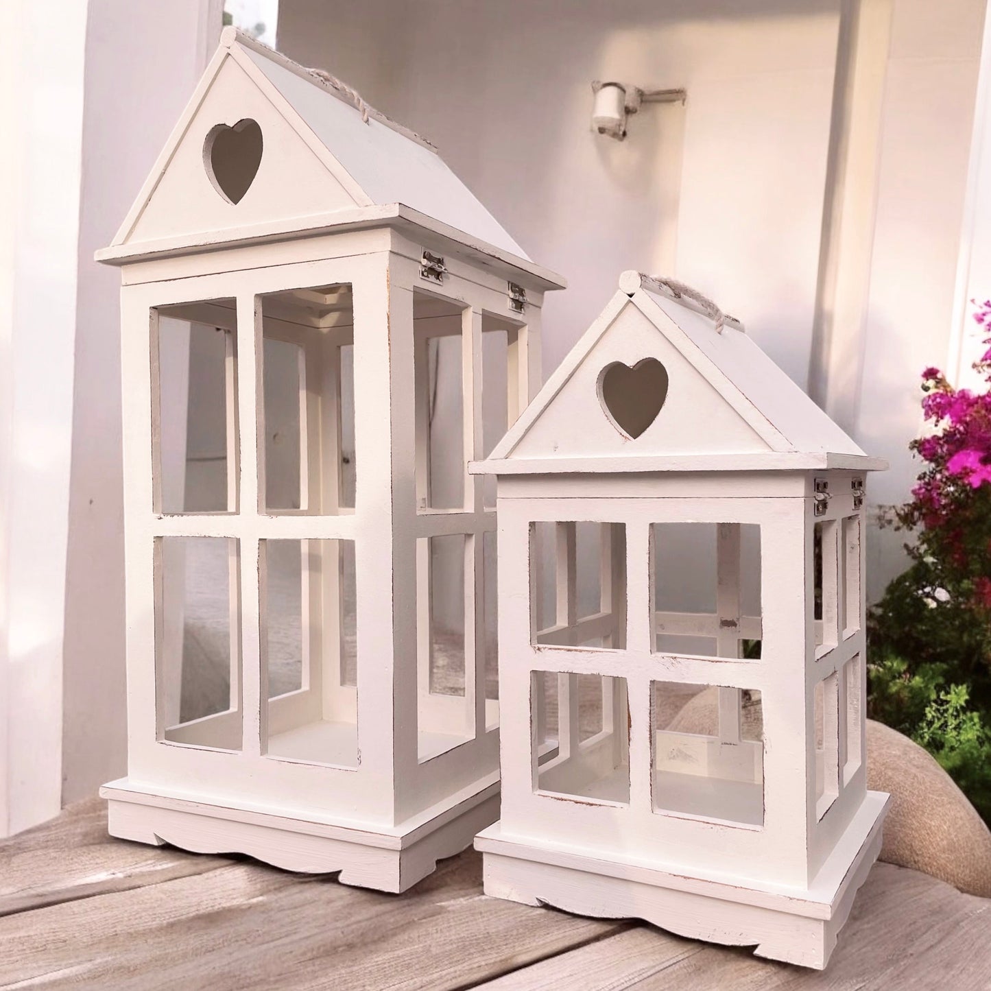 Rustic Wooden Heart Cut-Out Lantern