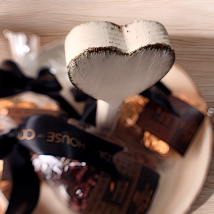 Heart-Topped Two-Tier Wooden Display Tray