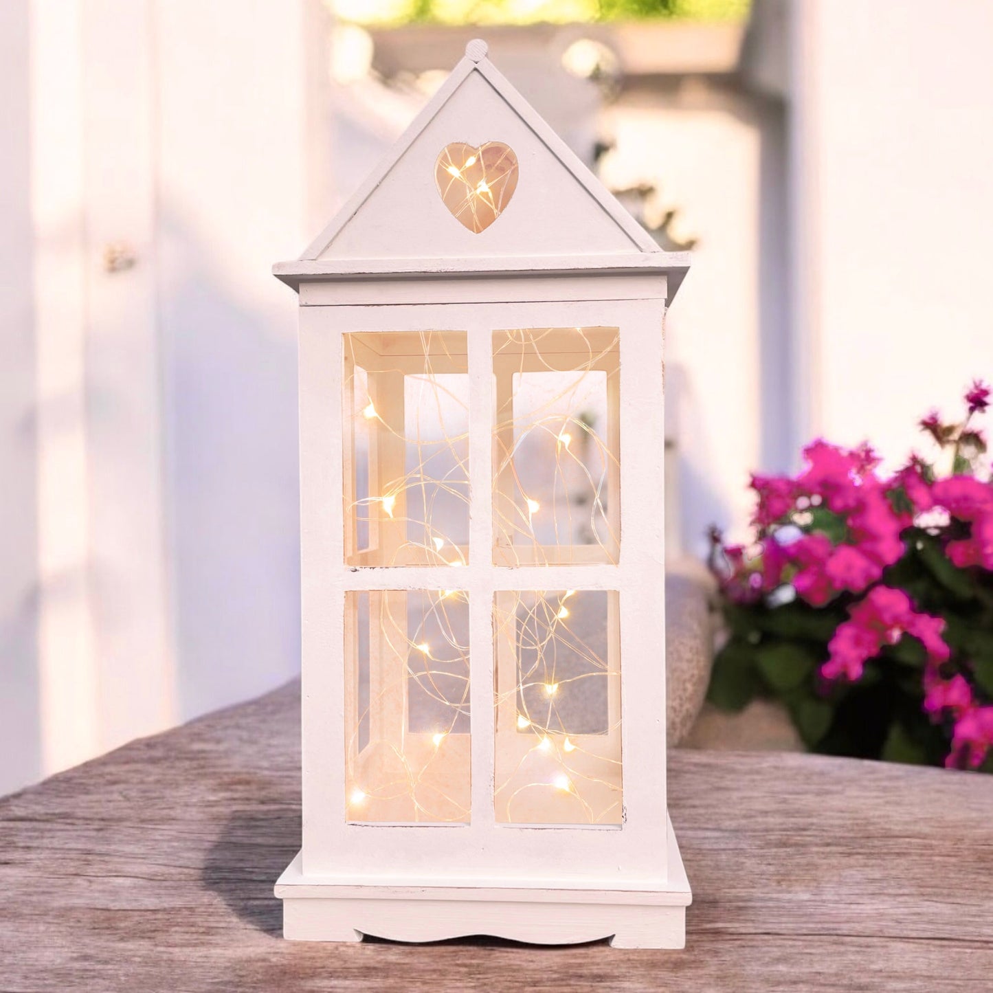 Rustic Wooden Heart Cut-Out Lantern