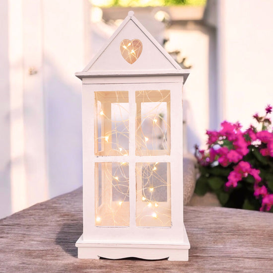 Rustic Wooden Heart Cut-Out Lantern