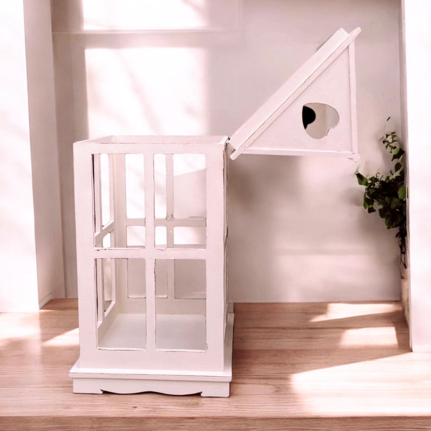 Rustic Wooden Heart Cut-Out Lantern