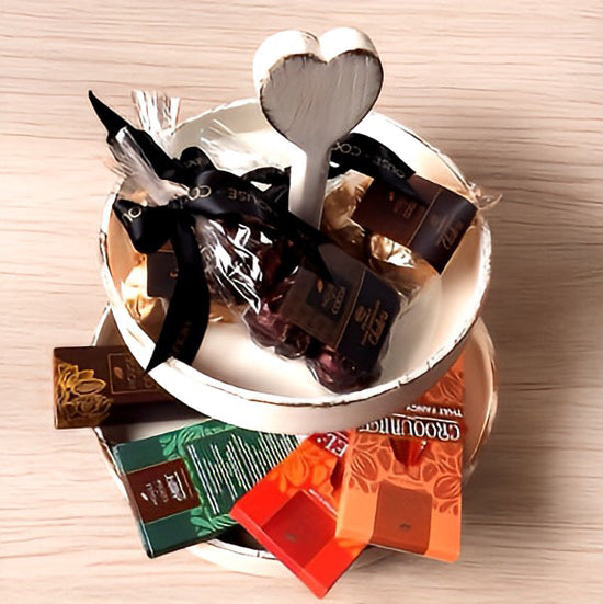 Heart-Topped Two-Tier Wooden Display Tray
