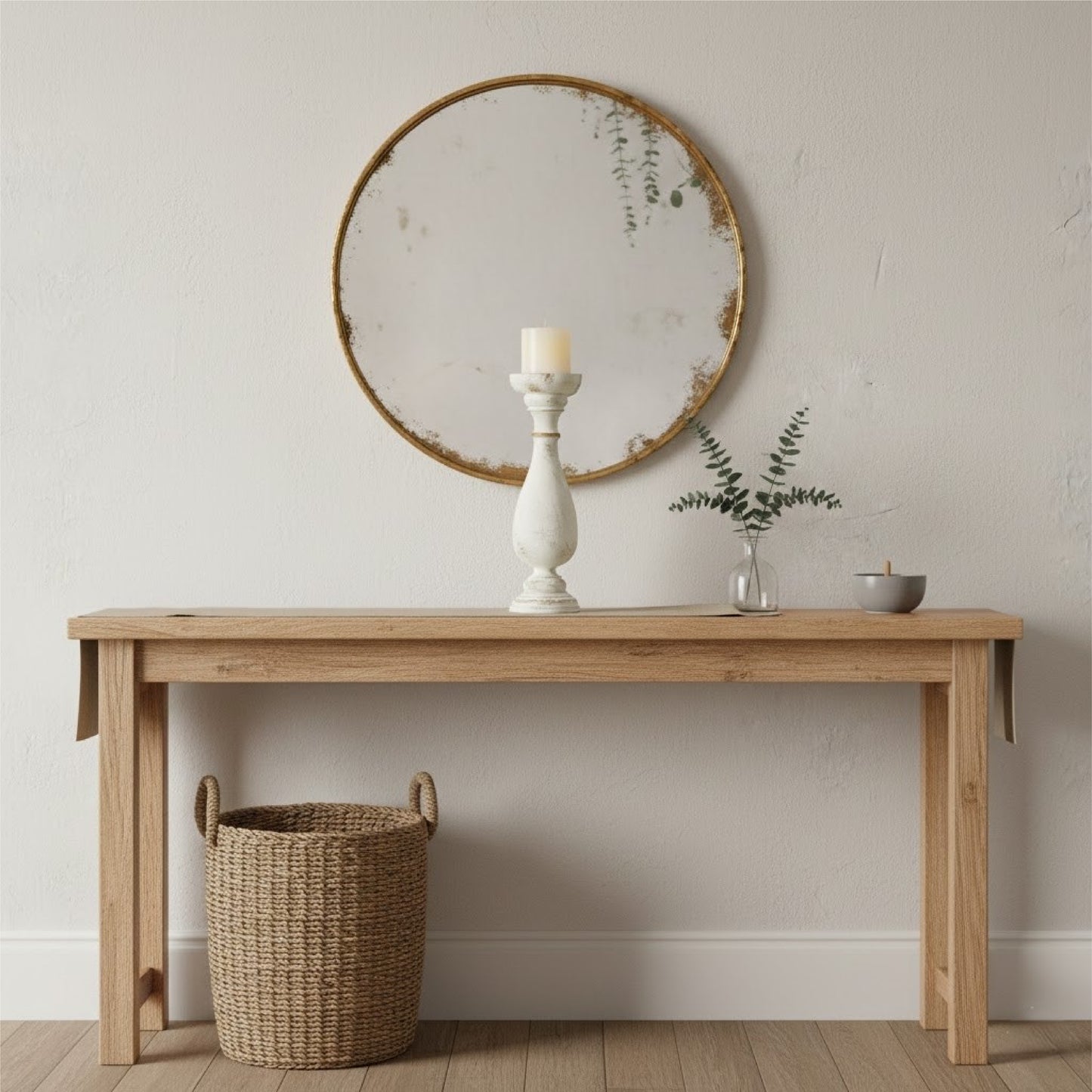 Country Carved Wooden Candle Holder