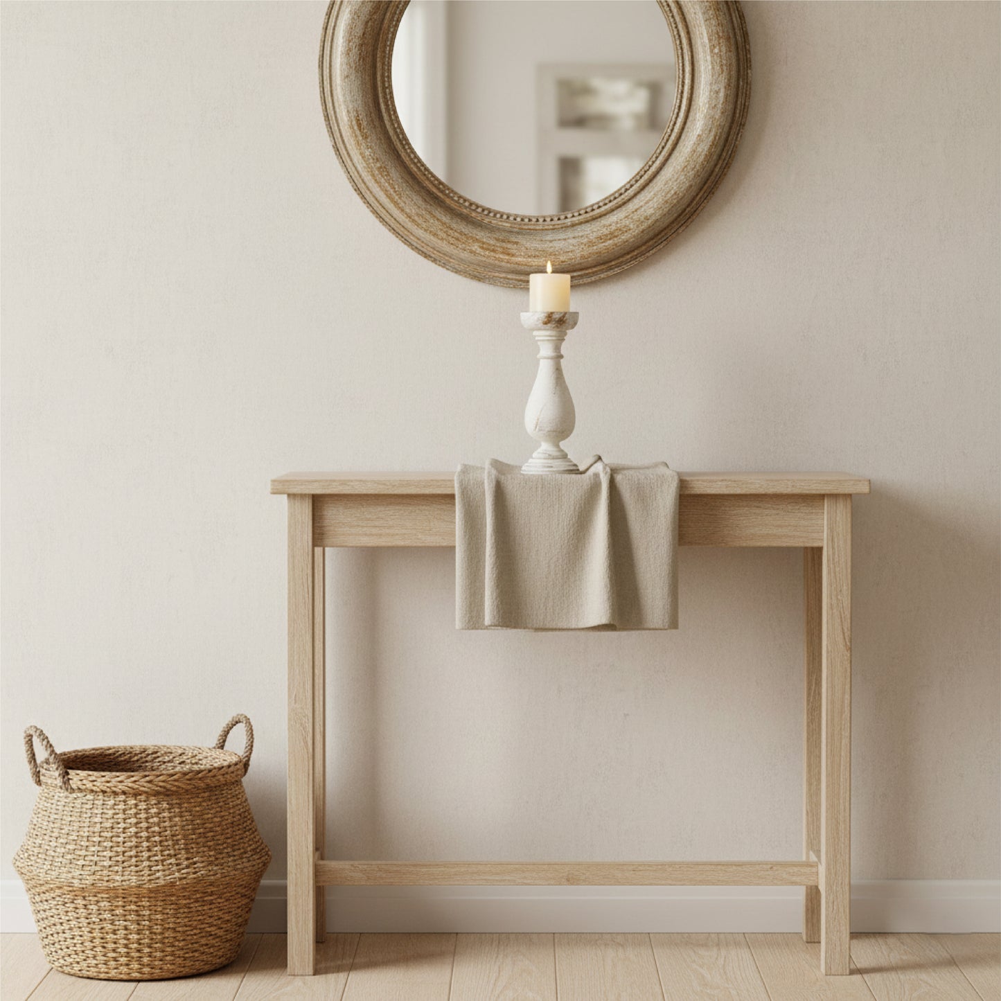 Country Carved Wooden Candle Holder