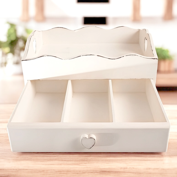 heart cut-out flatware tray