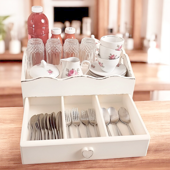 heart cut-out flatware tray