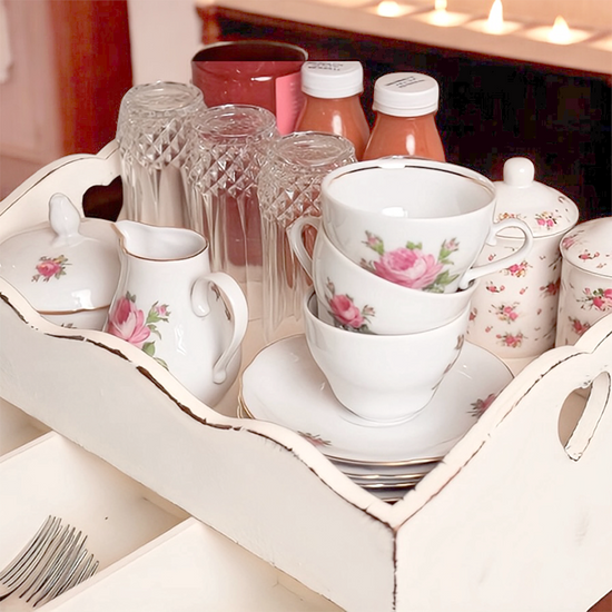 heart cut-out flatware tray