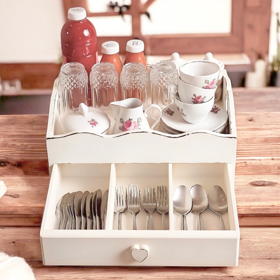 heart cut-out flatware tray