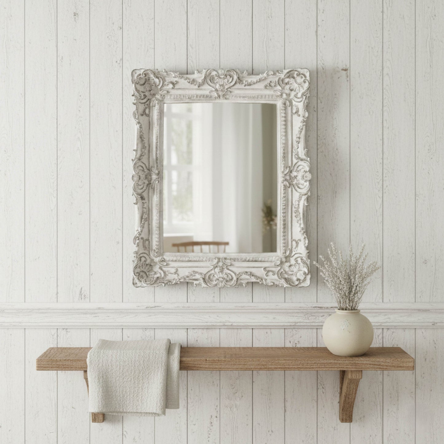 Pretty Shabby Wall Mirror – Rectangular Vintage