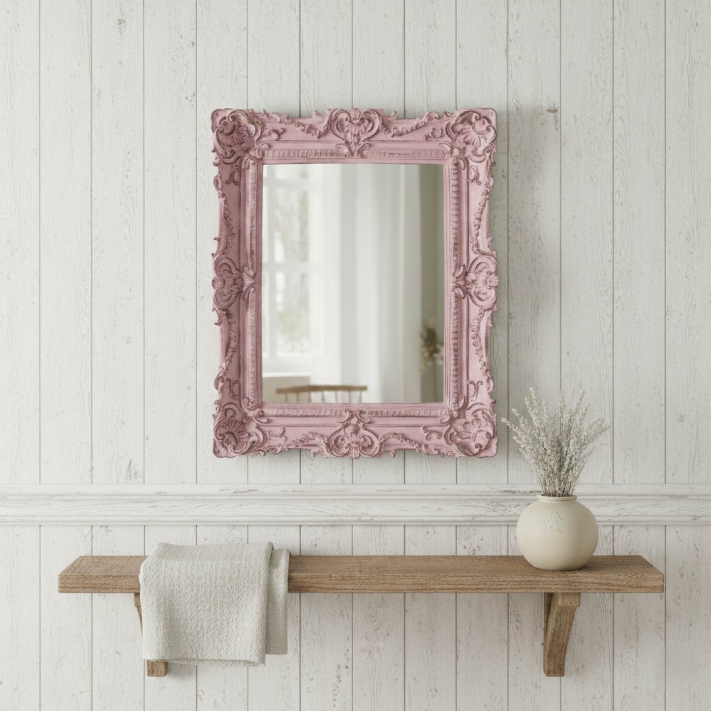 Pretty Shabby Wall Mirror – Rectangular Vintage