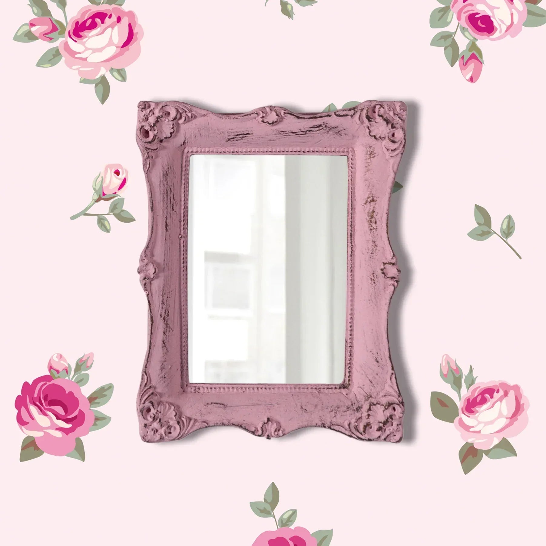 Pretty Shabby Wall Mirror – Rectangular Chic