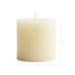 Antique White Pillar Candle with dimensions on a white background