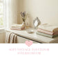 Antique White Pillar Candle stacks of folded towels on wooden surface with decorative items in home decor setting