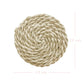 Beige rope coaster with dimensions on a white background