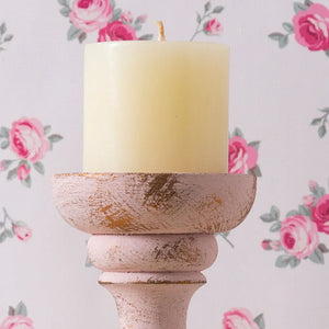 Country Carved Wooden Candle Holder