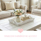 Country Heart Cut-Out Tray on coffee table with flowers and books in farmhouse living room